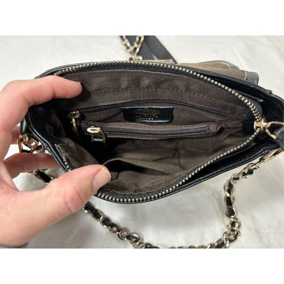 Tocco toscano Tenero Black Leather Zebra Print Crossbody Purse - Picture 8 of 13